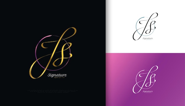 Js Initial Signature Logo Design Avec Un Style D'écriture Doré élégant Initial J Et S Logo Design Pour La Boutique De Bijoux De Mode De Mariage Et L'identité De La Marque D'entreprise