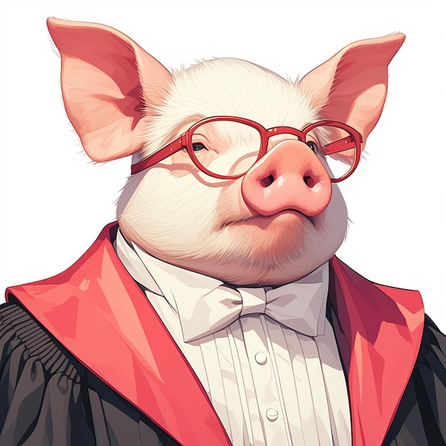 Vecteur un juge cochon harmonieux dans le style des dessins animés