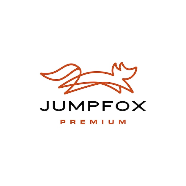 Jumping Fox Rapide Ligne Marron Contour Logo Monoline Icône Vector Illustration