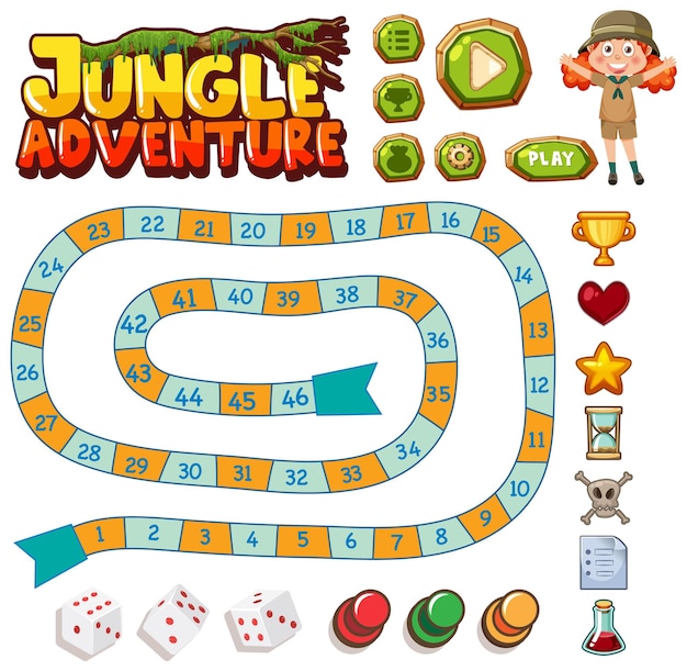 Jungle Adventure Un Modèle De Jeu De Serpents Et D'échelles