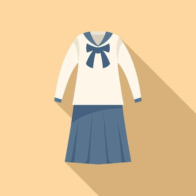 Jupe robe icône vecteur plat costume de mode école uniforme