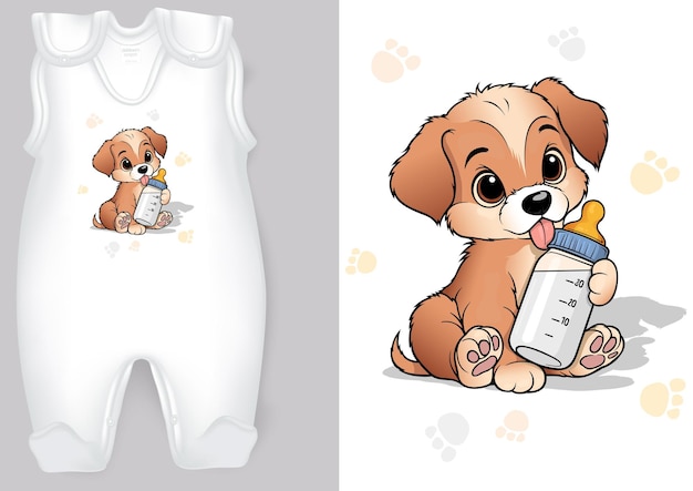 Des Jupes Blanches Pour Bébés Avec Un Motif De Chiot De Dessin Animé