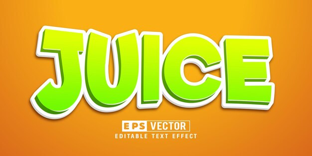 Vecteur jus 3d fichier vectoriel d'effet de texte modifiable avec fond mignon