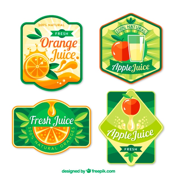 Jus De Fruits étiquettes Design Plat