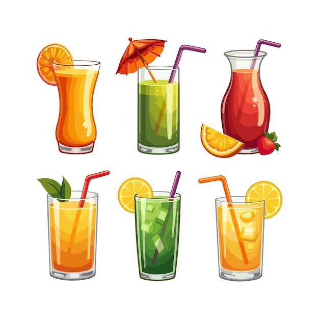 Jus de fruits frais dans le style vectoriel en verre