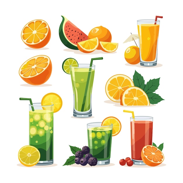 Jus de fruits frais dans le style vectoriel en verre