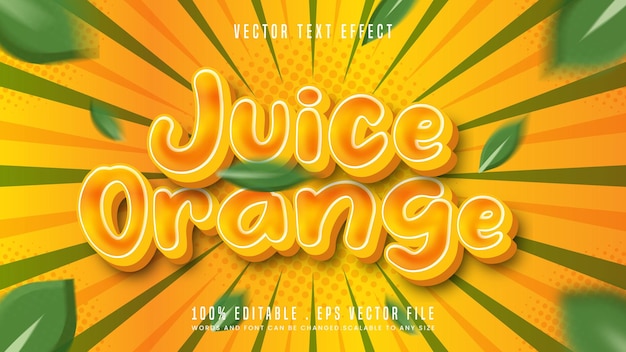 Jus d'orange nature 3d style de police d'effet de texte modifiable