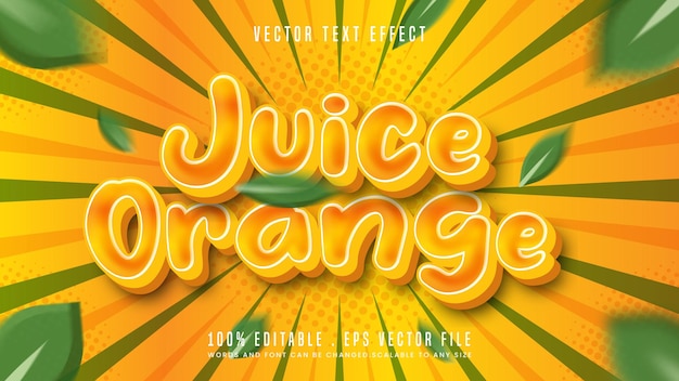 Jus D'orange Nature 3d Style De Police D'effet De Texte Modifiable