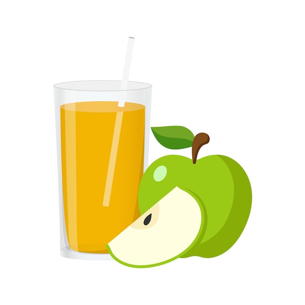 Jus de pomme vert plat illustration