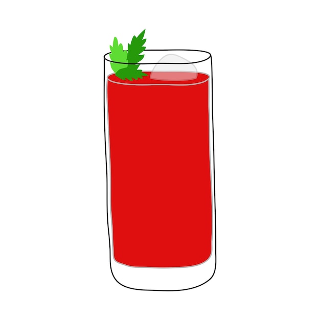 Jus de tomate. Le cocktail Bloody Mary. Le style dessiné à la main.