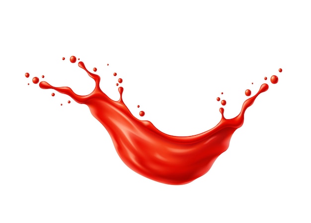 Le jus de tomate rouge ou la sauce ketchup, l'éclaboussure de tornade, le tourbillon vectoriel 3D réaliste éclaboussant énergiquement dans un spectacle liquide hypnotisant évoque l'essence de la fraîcheur et de la saveur dans un éclat dynamique de couleurs.