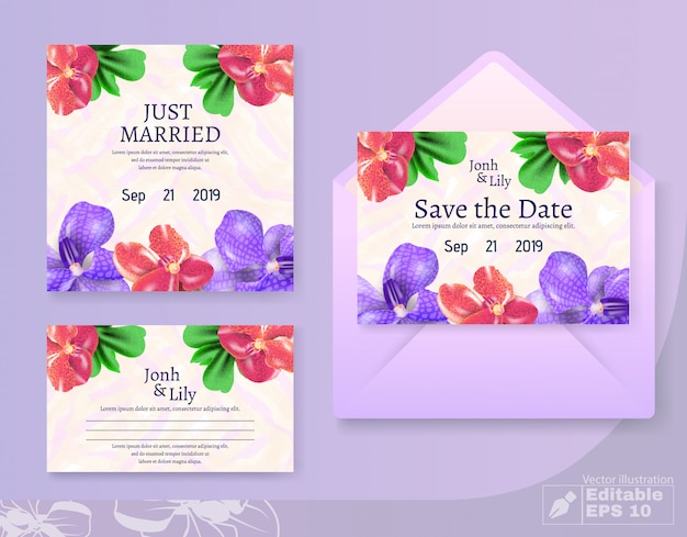 Just Married Et Save Date Set De Cartes Et Enveloppes