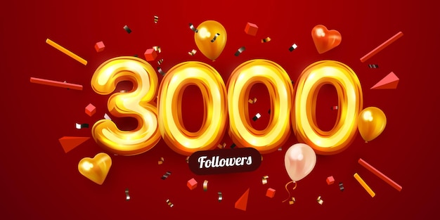 K Ou Followers Merci Nombres D'or Confettis Et Ballons Réseaux Sociaux Amis Followers Web ...