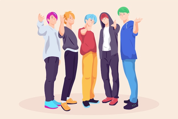 K-pop garçons posant vue de face