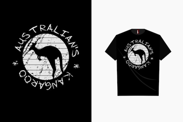 Kangourou Australien Avec Un Design De T-shirt Rétro