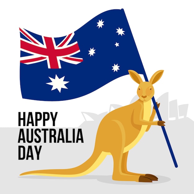 Kangourou tenant le drapeau australien