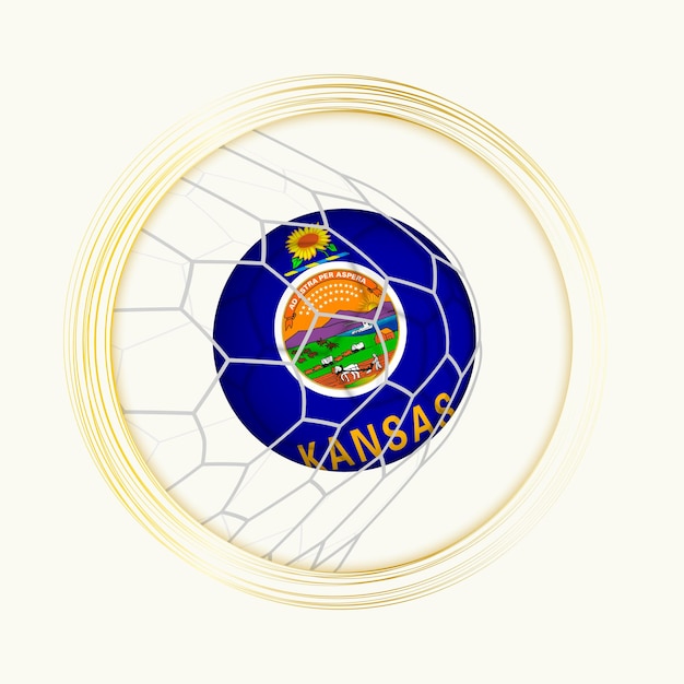 Vecteur kansas marque un but symbole de football abstrait avec une illustration du ballon du kansas dans un filet de football