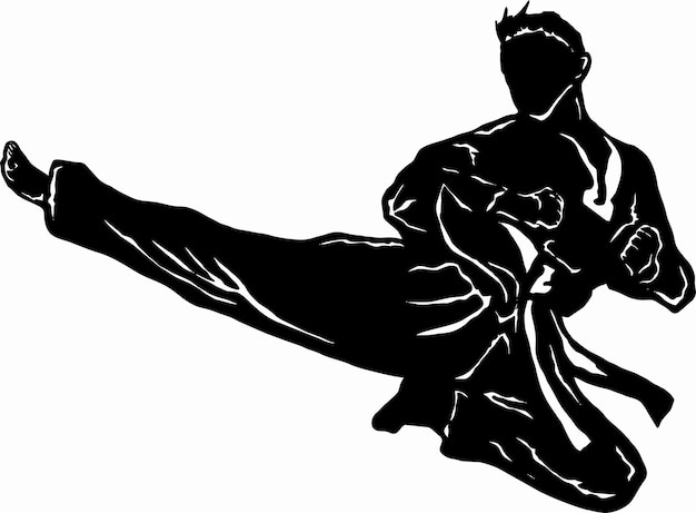 Karaté Fighter Illustration Silhouette Vecteur