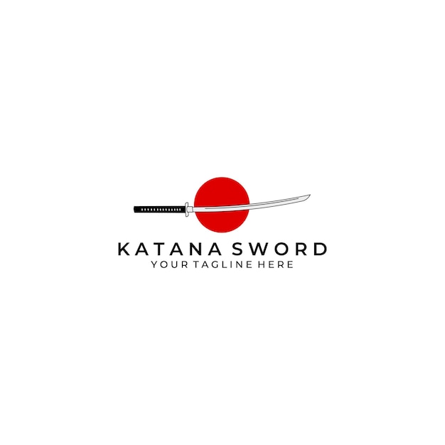 Katana épée Logo Design Illustration Vectorielle Art Samouraï Traditionnel Ninja Culture Combattant Japonais
