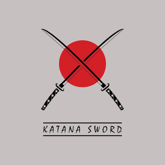 Vecteur katana épée logo vintage vector illustration design japonais moderne épée de katana logo concept