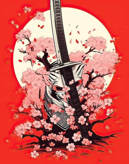 katana sur fond de sakura