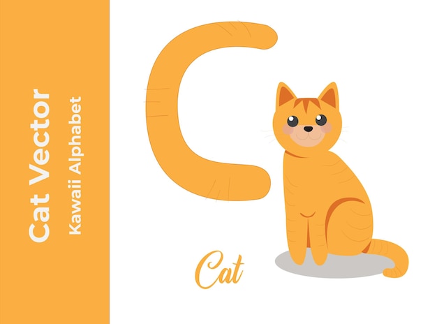 Kawaii Chat Vecteur Alphabet C Lettre