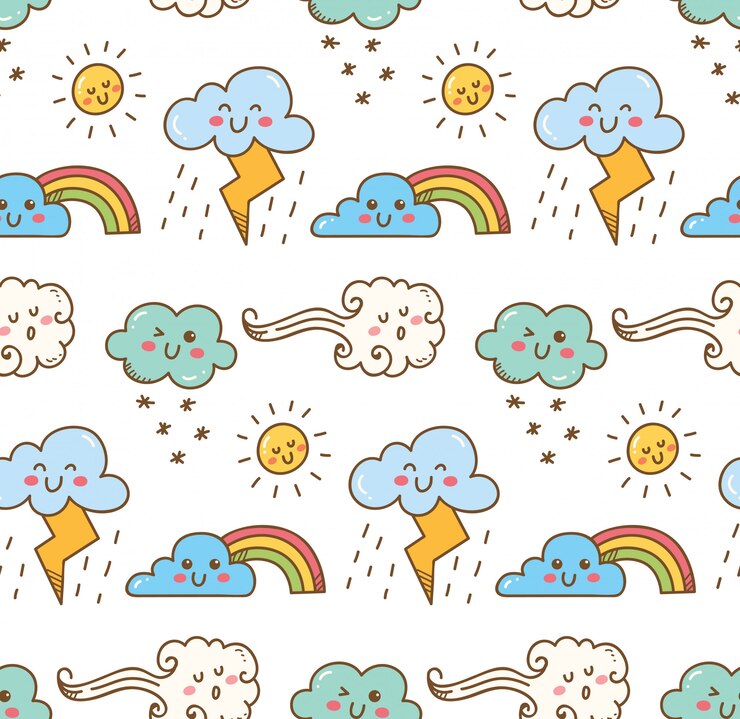 Kawaii cloud seamless pour l'impression sur tissu