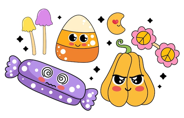 Vecteur kawaii halloween clipart vecteur personnage d'halloween