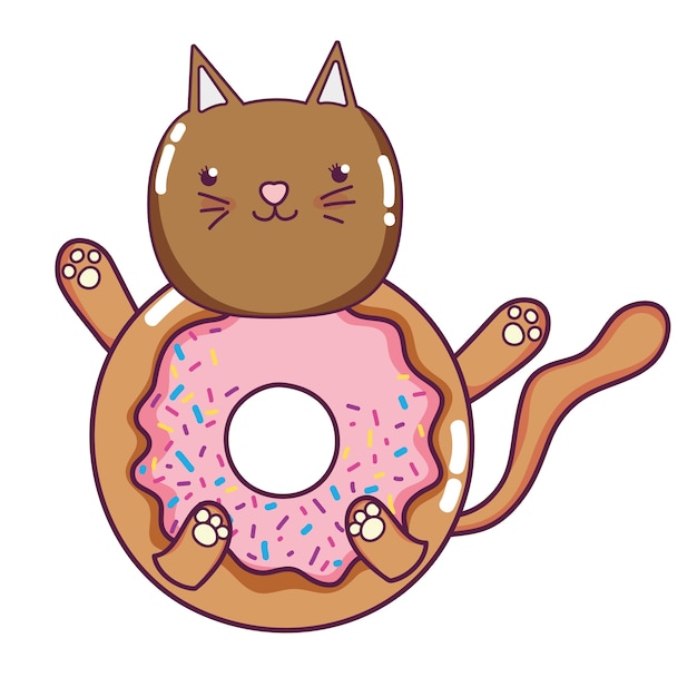 Kawaii Joyeux Chat Style Beignet