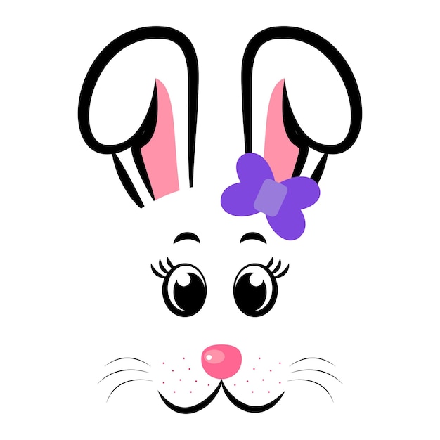 Kawaii Lapin De Pâques Visage De Lapin Illustration Vectorielle