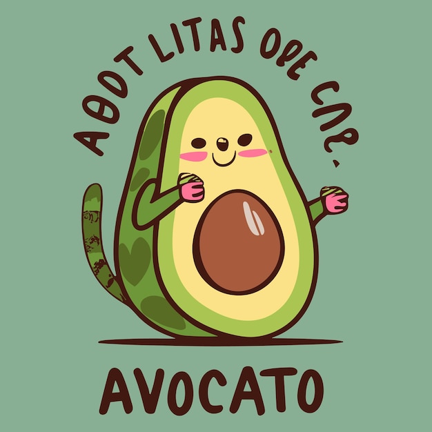 kawaii mignon avocat avec un sourire