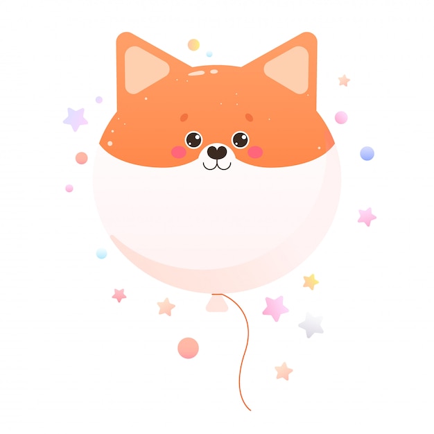 Kawaii Mignon Shiba, Fox. Animal Isolé