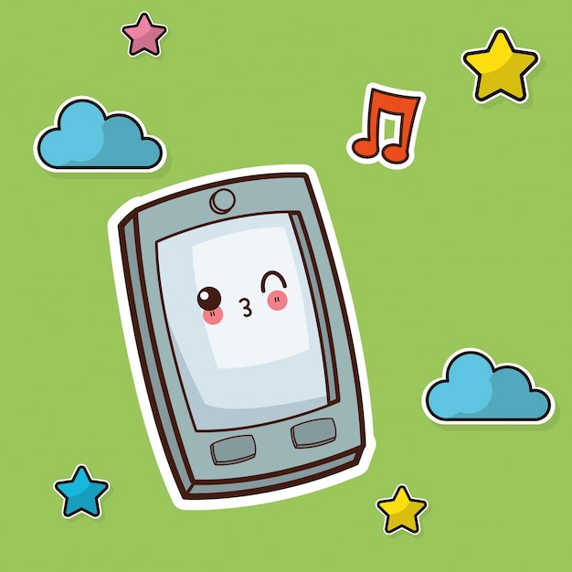 Vecteur kawaii smartphone clignotant image