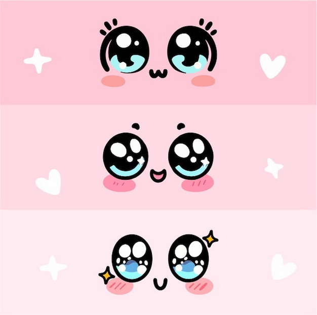 Kawaii Style Manga Yeux Mignons Féminins Ensemble De Dessins Yeux De Poupée Yeux Pour Mascotte Beaux Yeux Avec Fem