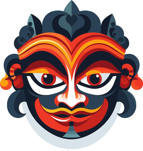 Vecteur kerala, danse traditionnelle, masque kathakali, vecteur, illustration