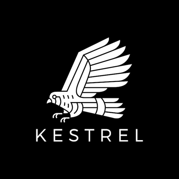 Kestrel Oiseau Fond Noir Logo Vector Icône Illustration