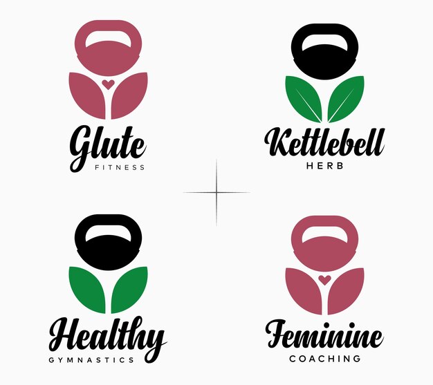 Kettlebell Fitness Gym Femme Studio Activité Saine Body Slim Training Logo Design Vector