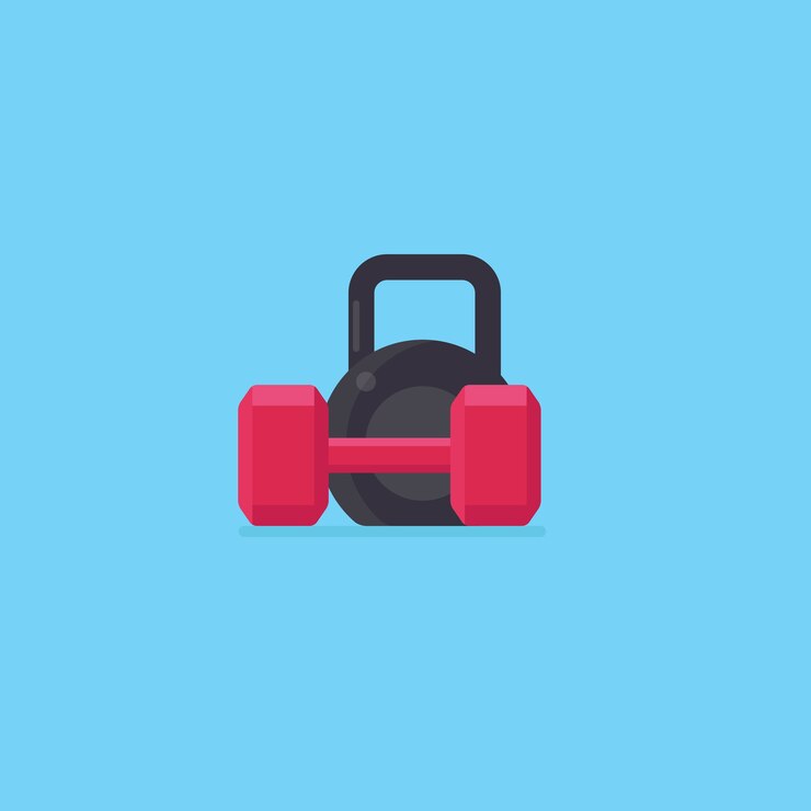 kettlebell noir et haltère rouge