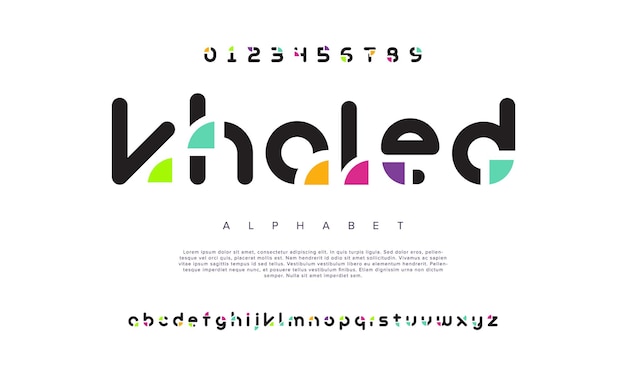 Khaled créatif géométrique moderne urbain police d'alphabet numérique abstrait futuriste mode sport