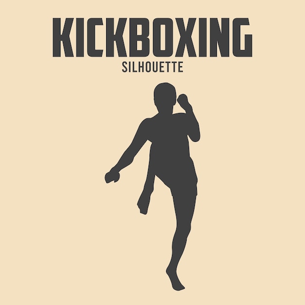 Kickboxing, joueur, silhouette, vecteur Banque d'Illustrations