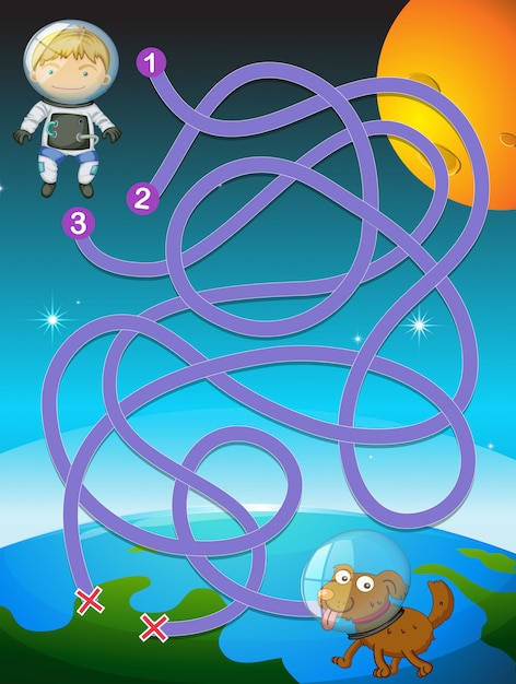 Vecteur kid astronaut puzzle game