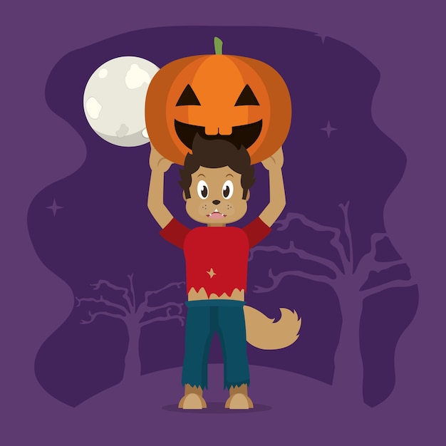 Kid En Dessin Animé D'halloween