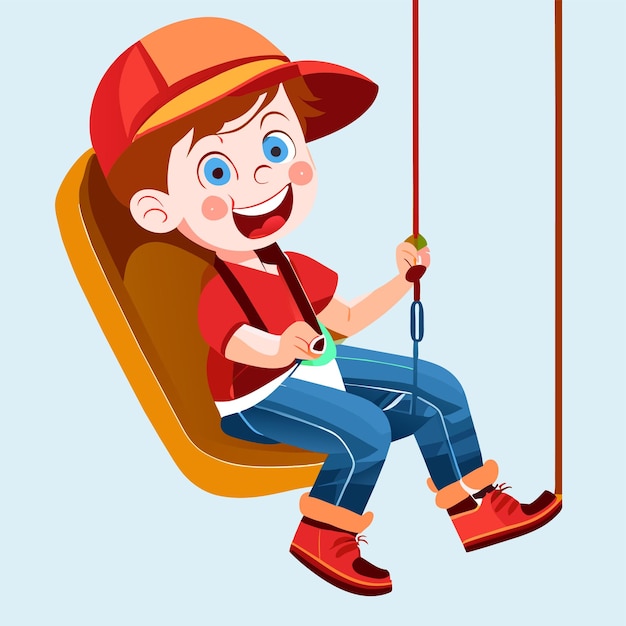 Vecteur kid fun swing à la main dessiné plat élégant autocollant de dessin animé icône concept illustration isolée