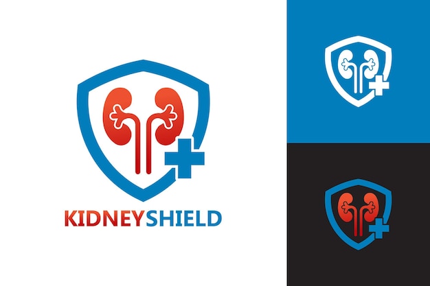 Kidney Shield Logo Template Design Vecteur, Emblème, Design Concept, Symbole Créatif, Icône