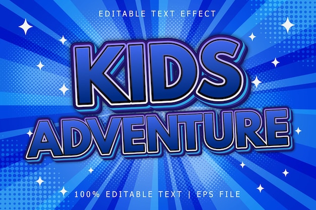 Kids Adventure Effet De Texte Modifiable Style Moderne En Relief à 3 Dimensions