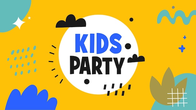 Vecteur kids party lettre signe affiche illustration vectorielle