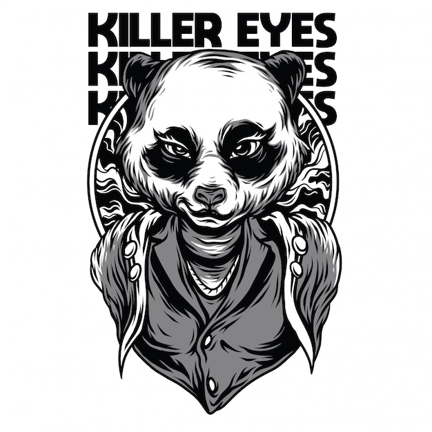 Killer Eyes Illustration En Noir Et Blanc