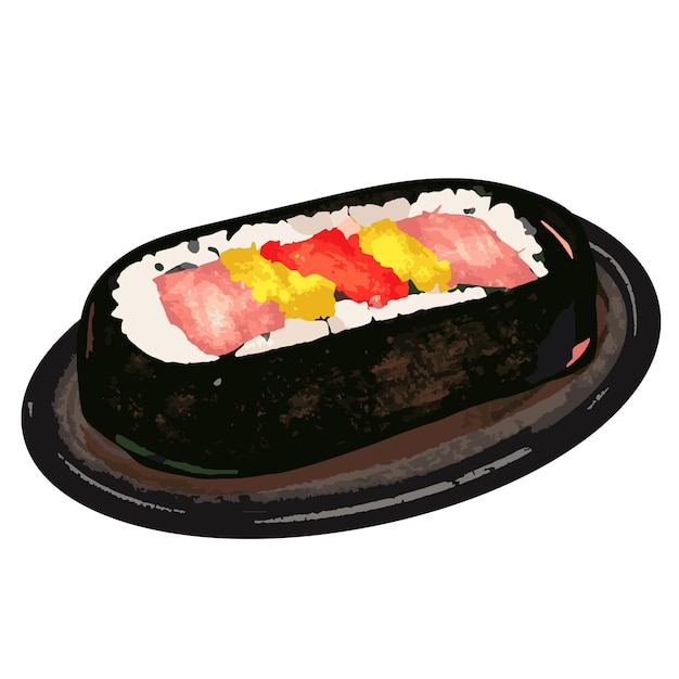 Vecteur kimbap coréen nourriture coréenne rouleau sushi japon nourriture japonaise riz algues légumes gim