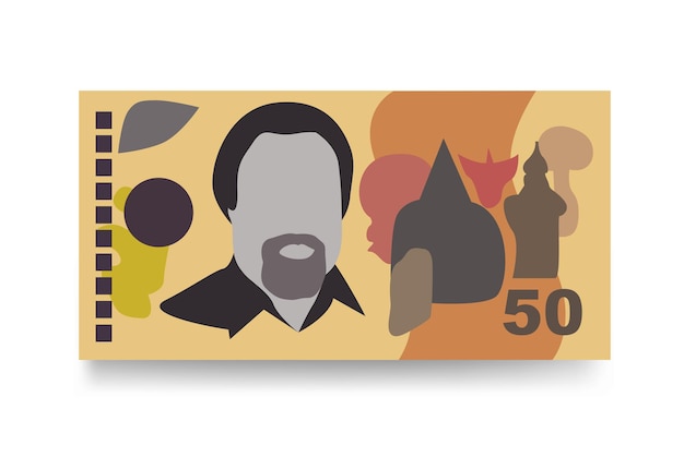 Vecteur kina vector illustration papouasie-nouvelle-guinée ensemble d'argent billets de banque papier-monnaie 50 pgk