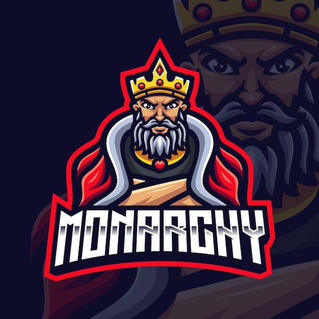 Vecteur king crossed arms mascot gaming logo template pour esports streamer facebook youtube